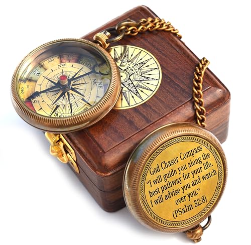 Psalm 32:8 Compass, Wooden Box view 2