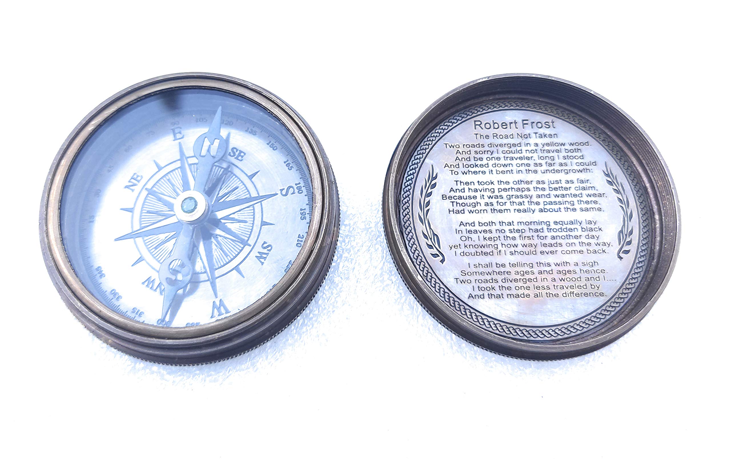 Robert Frost Quote Compass, Leather Case view 4