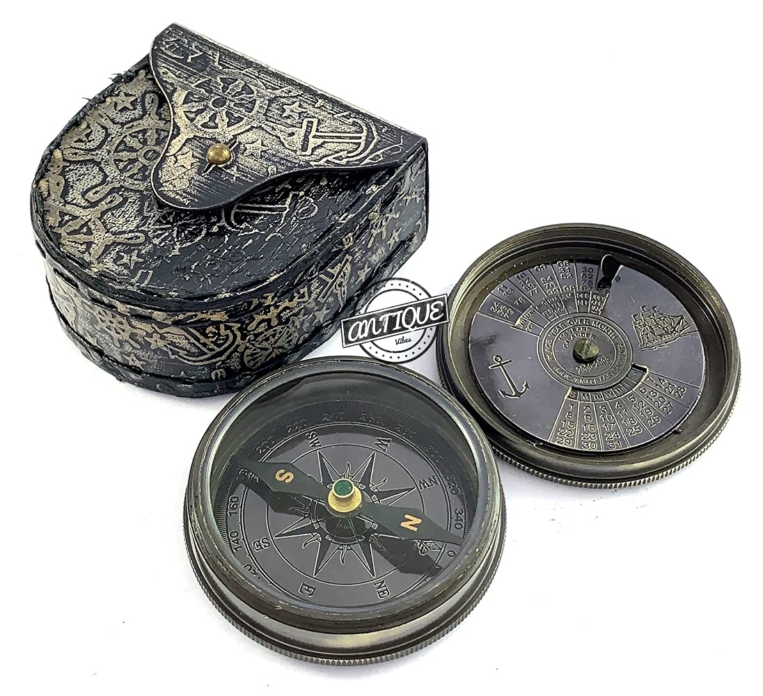 Antique Finish Compass, Leather Case view 5