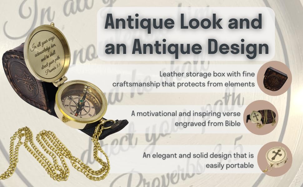 Polished Brass Compass, Leather Case view 4