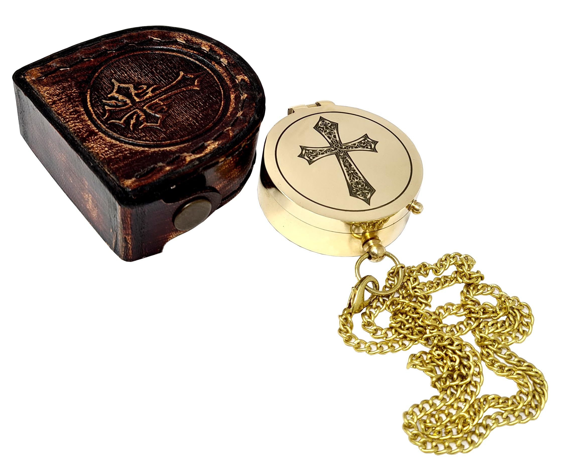 Polished Brass Compass, Leather Case view 5