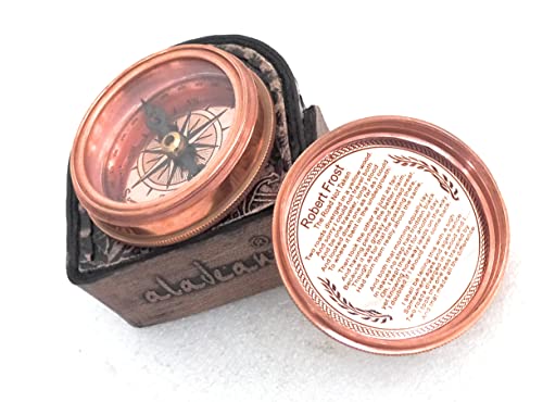 Copper Finish Compass, Leather Case view 4
