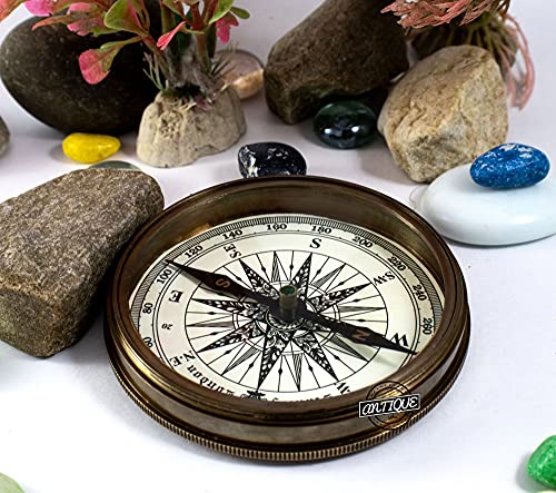 Robert Frost Quote Compass, Antique Finish view 2