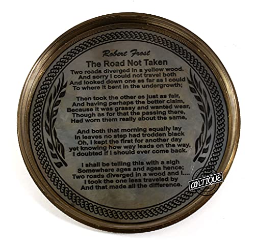 Robert Frost Quote Compass, Antique Finish view 6