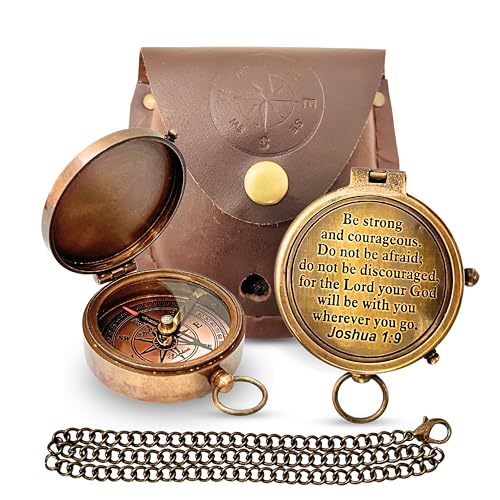Joshua 1:9 Compass, Leather Case view 2