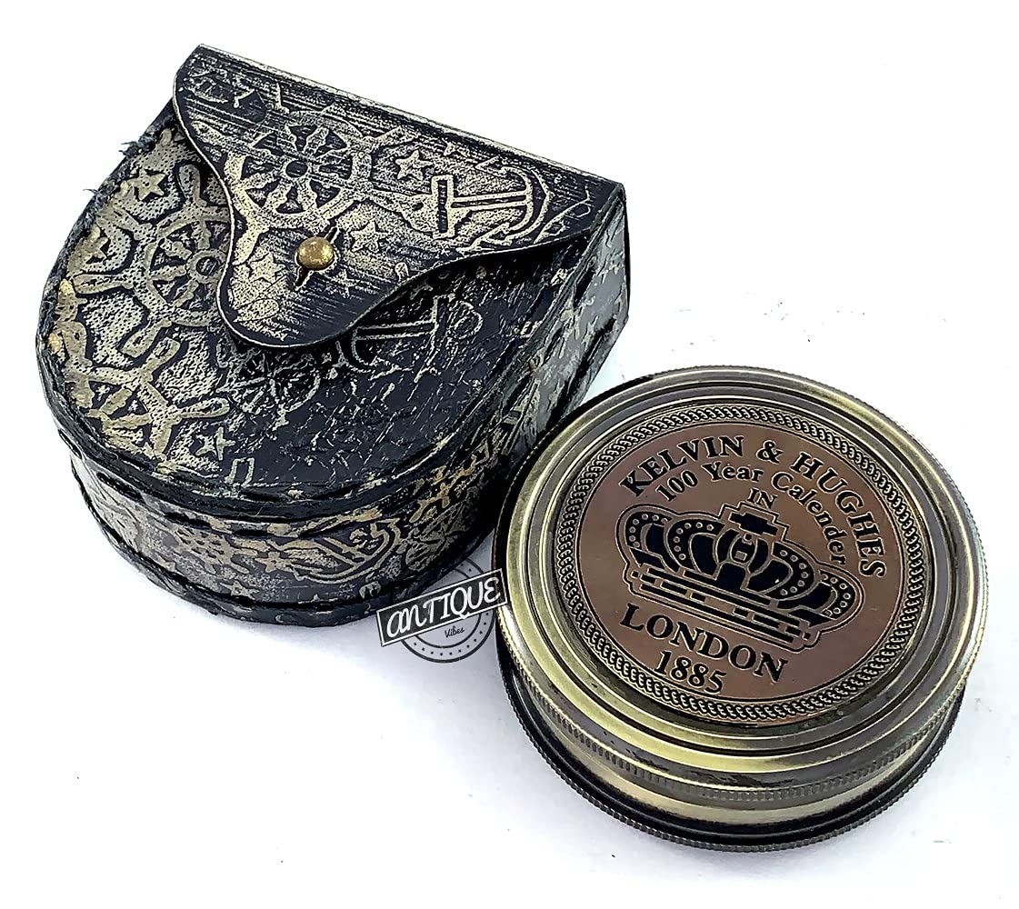 Black Antique Finish Compass, Leather Case view 3