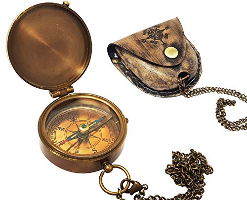 Antique Finish Compass, Leather Case view 2