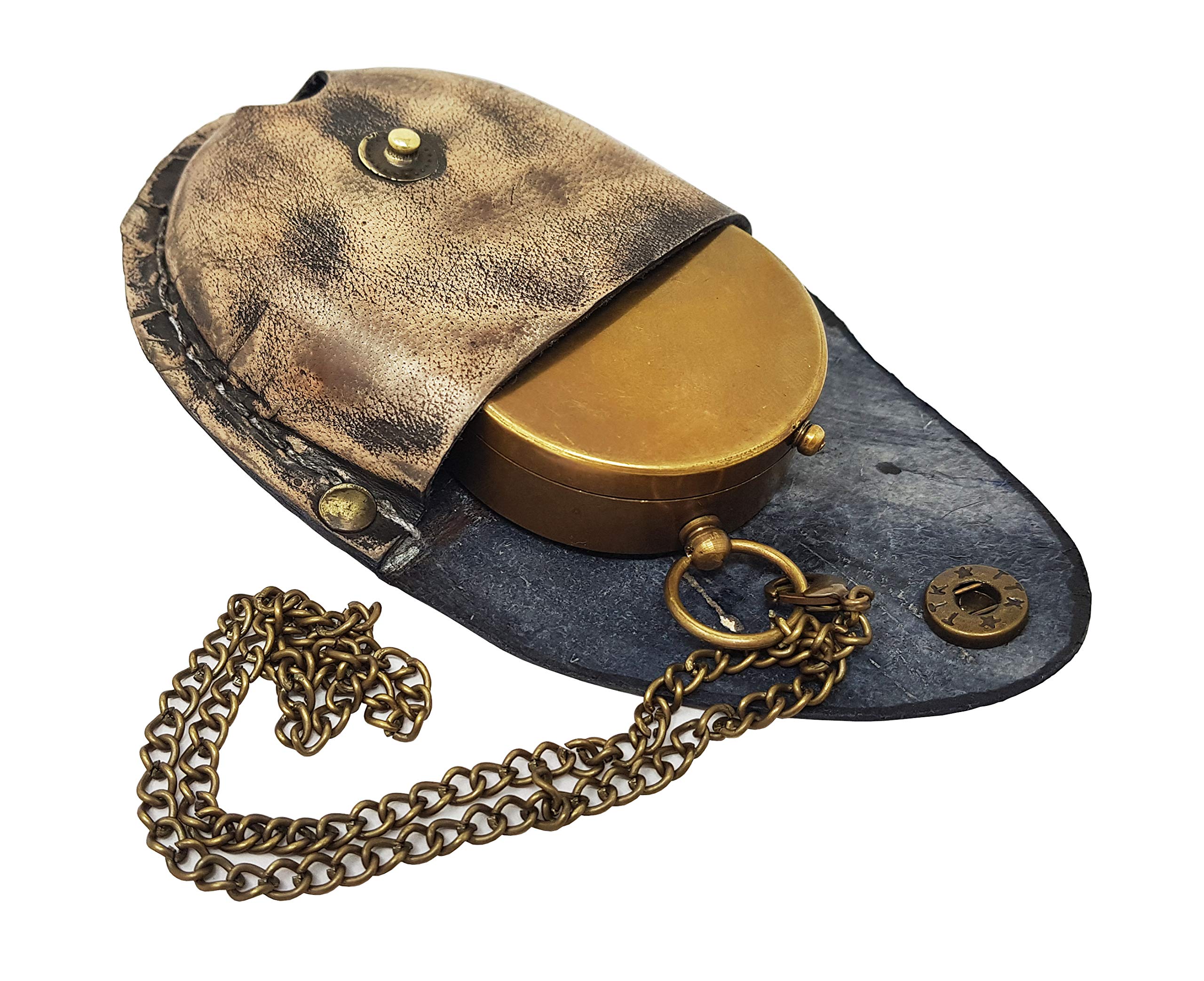 Antique Finish Compass, Leather Case view 4