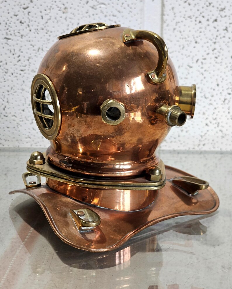 Copper Plated Brass Diving Helmet Miniature without Stand view 5
