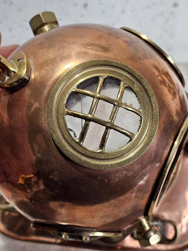 Copper Plated Brass Diving Helmet Miniature without Stand view 6