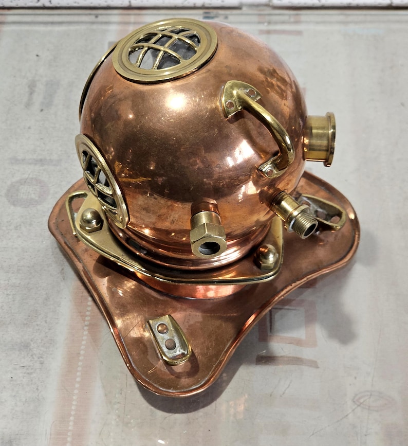 Copper Plated Brass Diving Helmet Miniature without Stand view 7