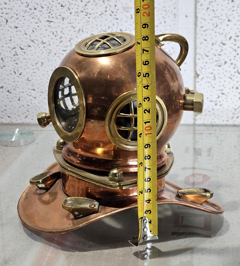 Copper Plated Brass Diving Helmet Miniature without Stand view 9