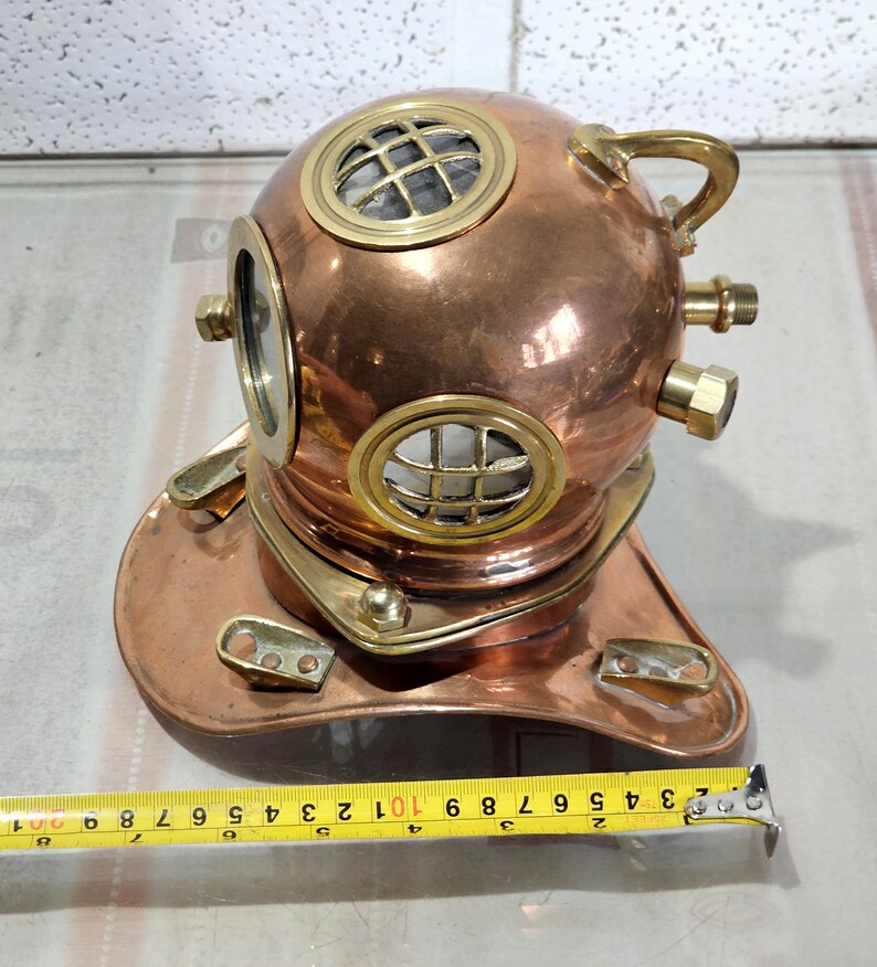 Copper Plated Brass Diving Helmet Miniature without Stand view 10