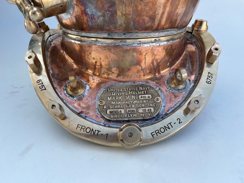 Copper Brass Diving Helmet with Antique Copper Patina Finish view 3
