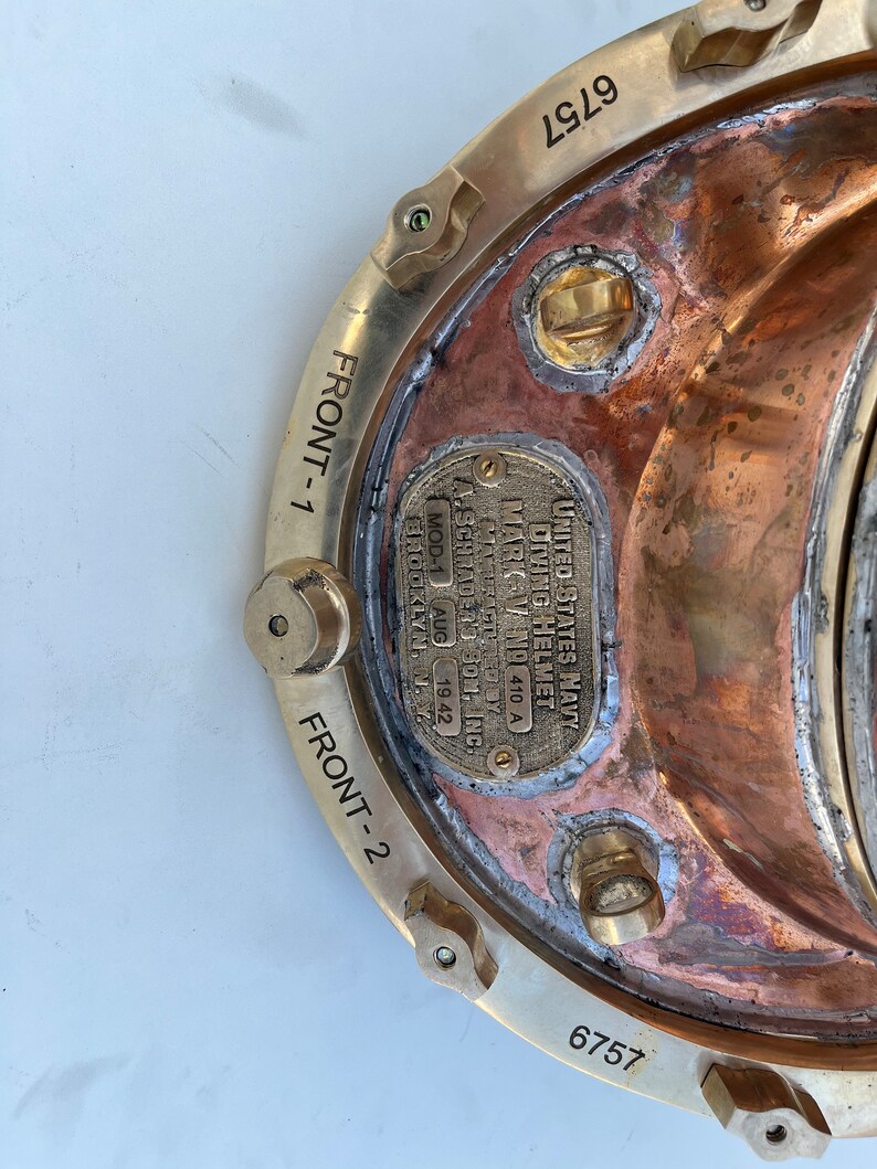 Copper Brass Diving Helmet with Antique Copper Patina Finish view 4
