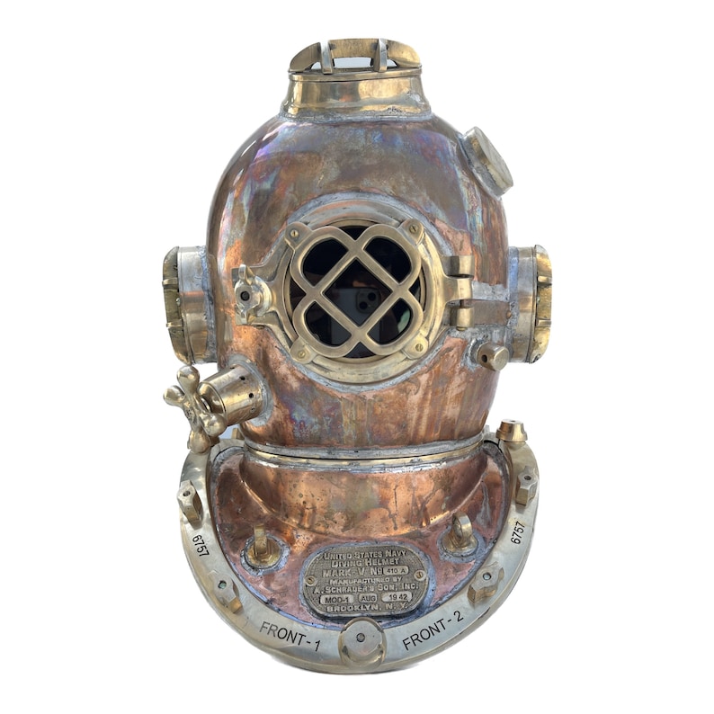 Copper Brass Diving Helmet with Antique Copper Patina Finish view 9