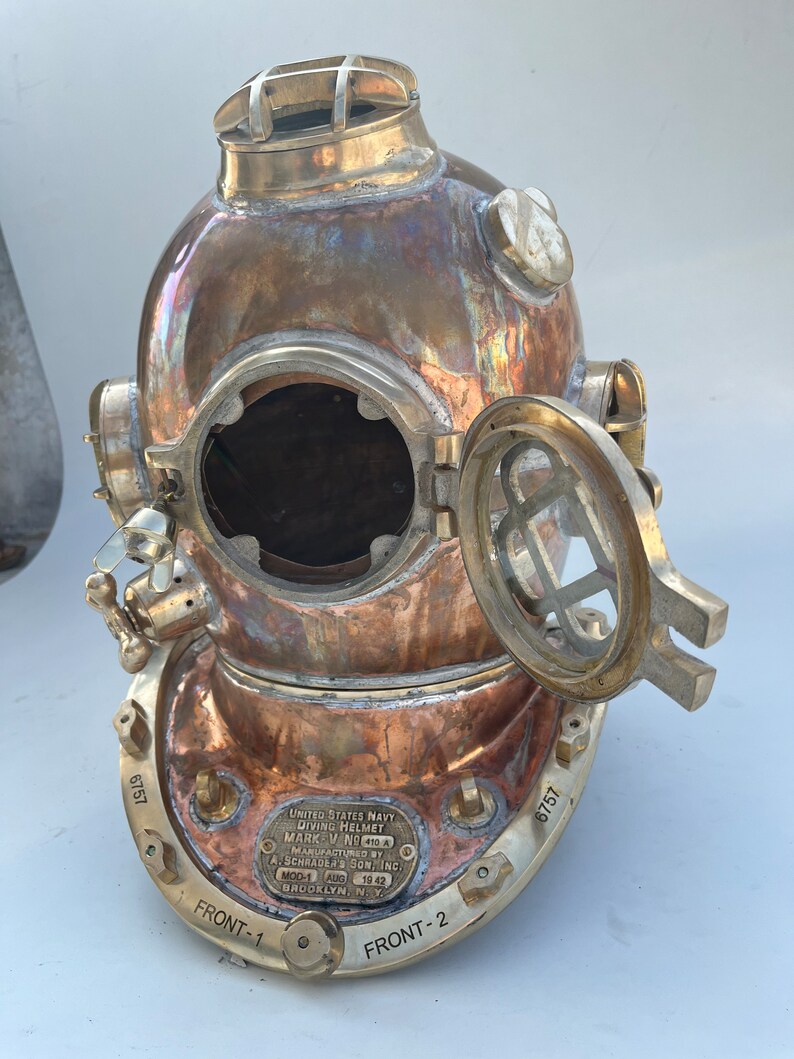 Copper Brass Diving Helmet with Antique Copper Patina Finish view 10