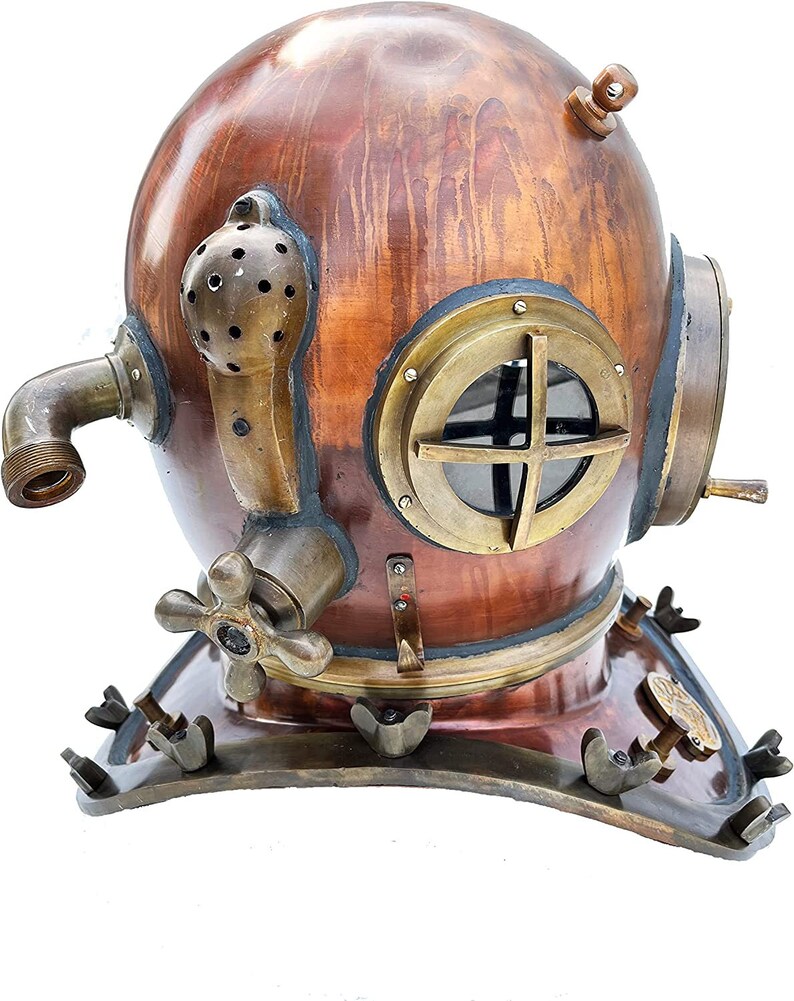 Copper Plated Brass Diving Helmet with Copper Brass Finish view 3