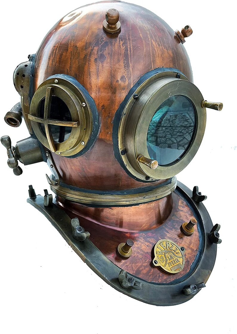 Copper Plated Brass Diving Helmet with Copper Brass Finish view 9