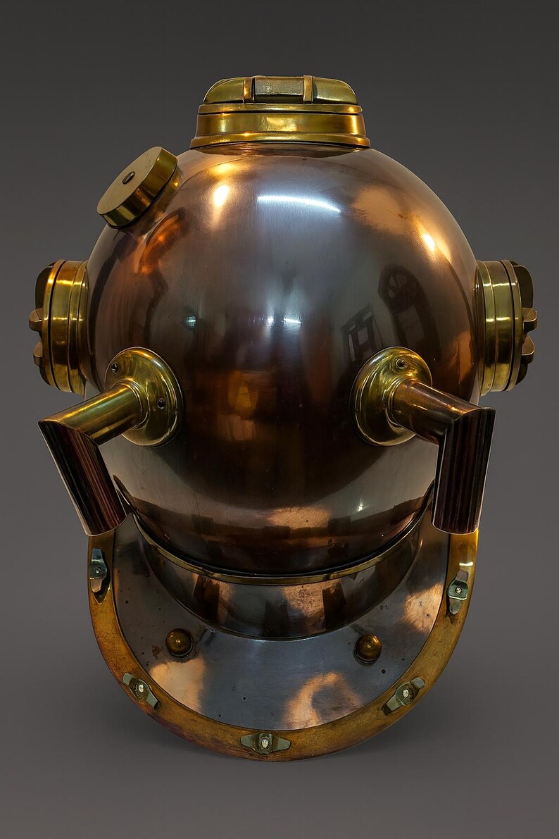 Mark V Deep Sea Diving Helmet with Black Wooden Stand view 7