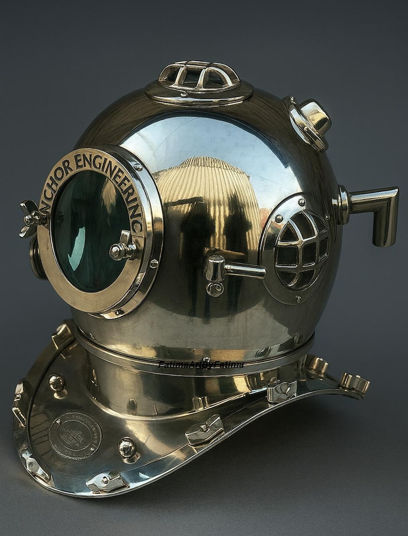 Mark V Diving Helmet with Silver Antique Finish view 3