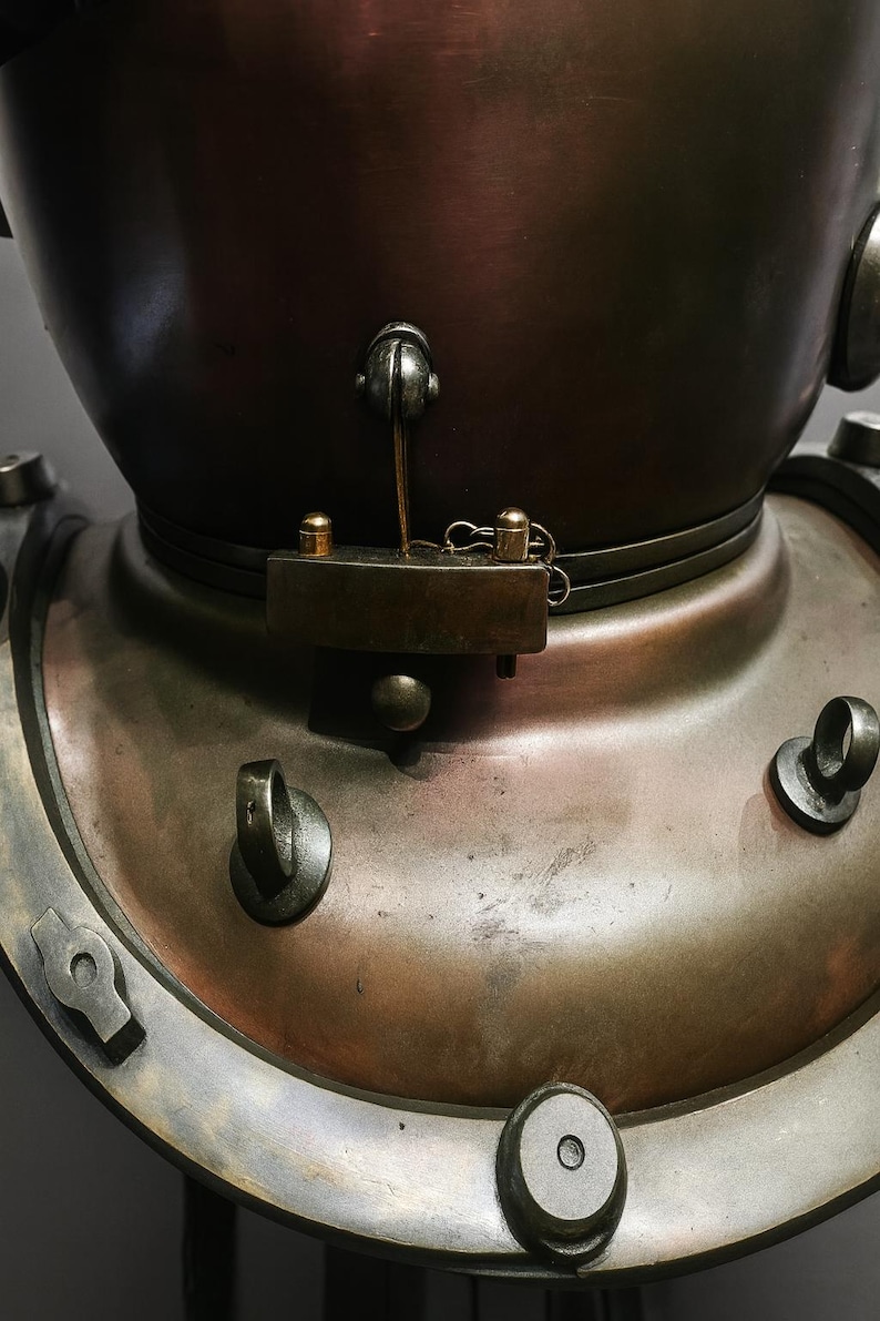Mark V Diving Helmet with Antique Finish and Metal Stand view 9