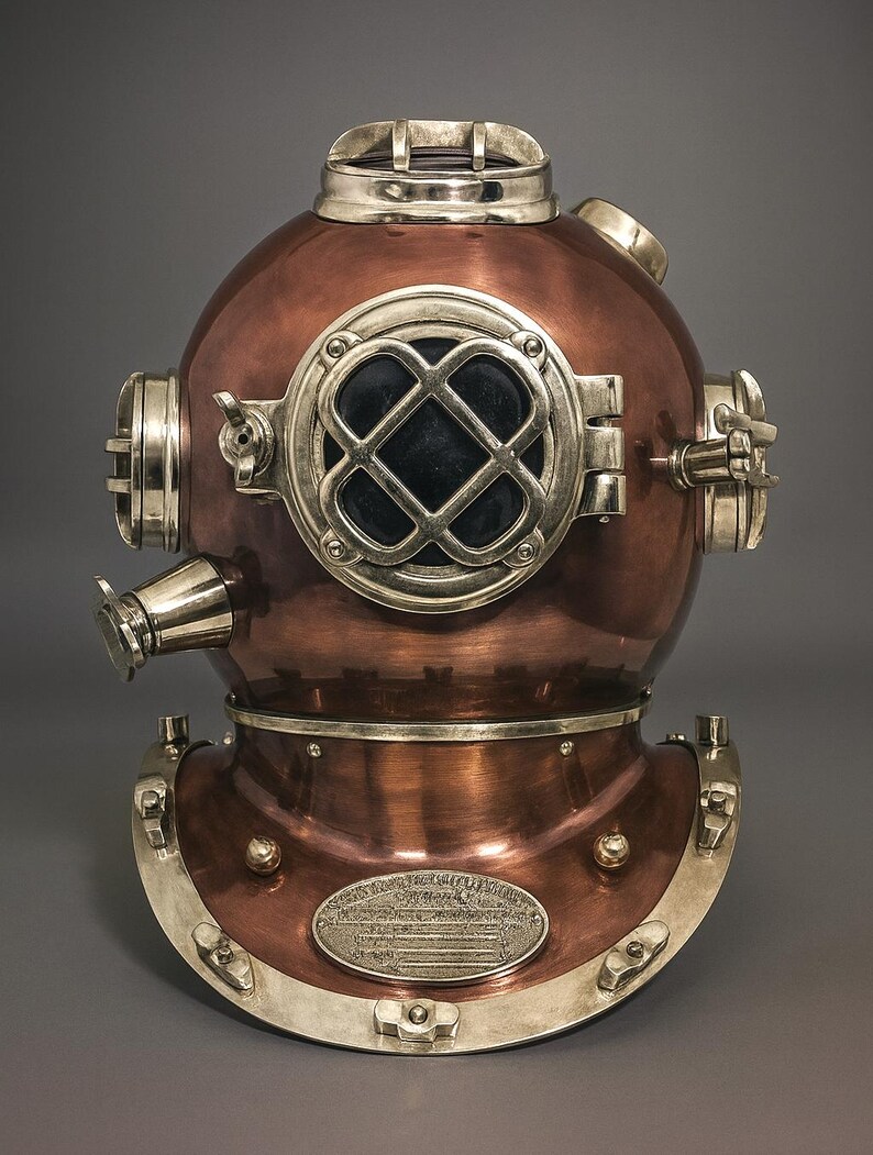 Mark V Diving Helmet with Copper Finish and Chrome Nickel Highlights view 4