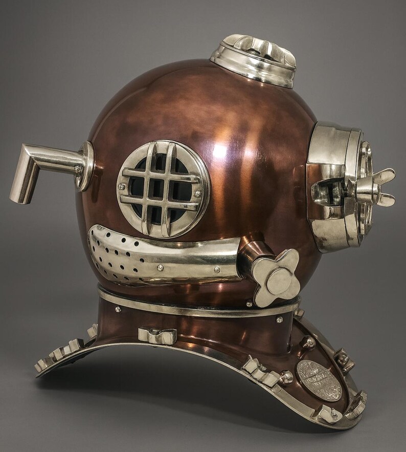 Mark V Diving Helmet with Copper Finish and Chrome Nickel Highlights view 5