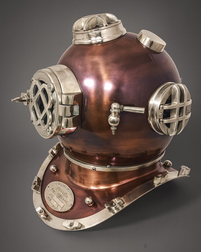 Mark V Diving Helmet with Copper Finish and Chrome Nickel Highlights view 6