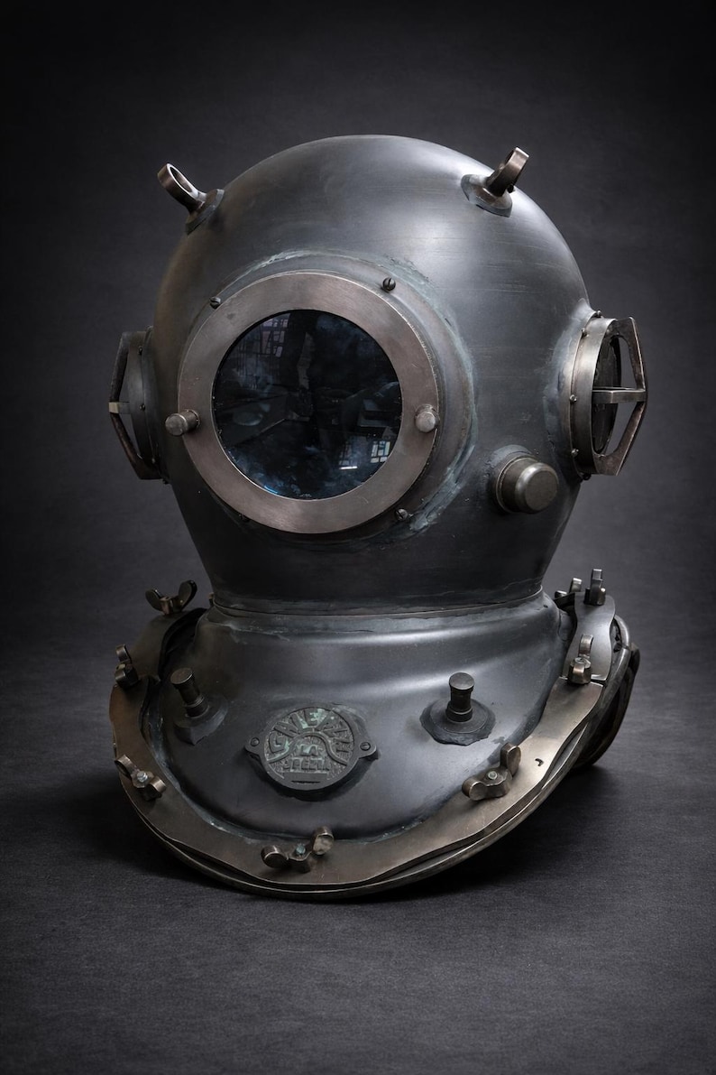 Mark V Diving Helmet with Heavily Aged Distressed Antique Finish view 9