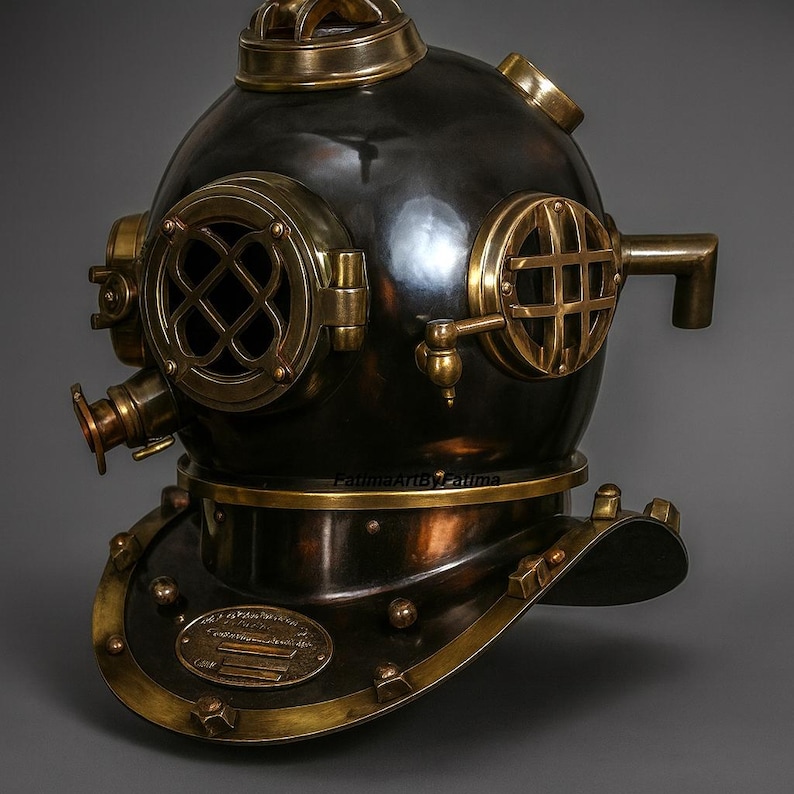 Mark V Diving Helmet with Black and Polished Brass Finish view 2