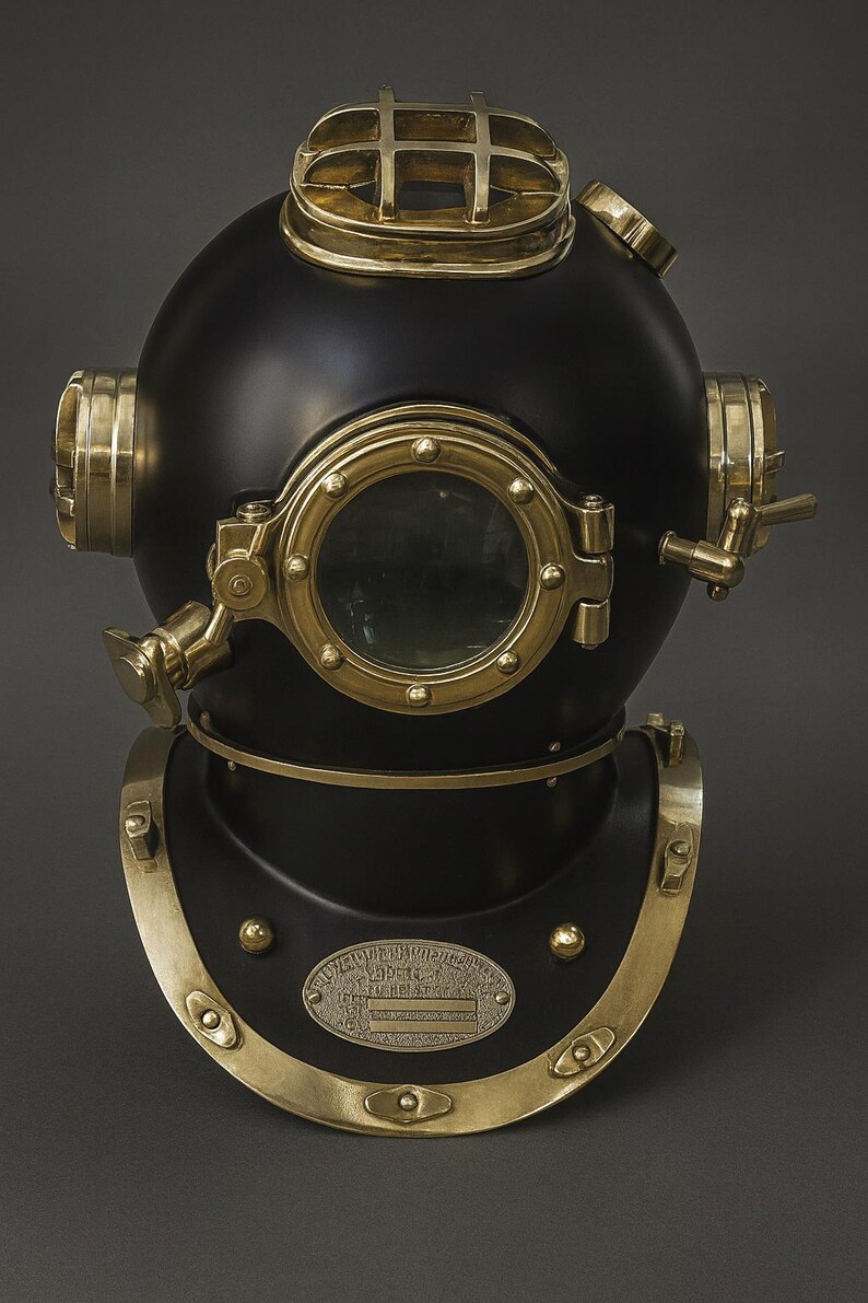 Mark V Diving Helmet with Black and Polished Brass Finish view 6
