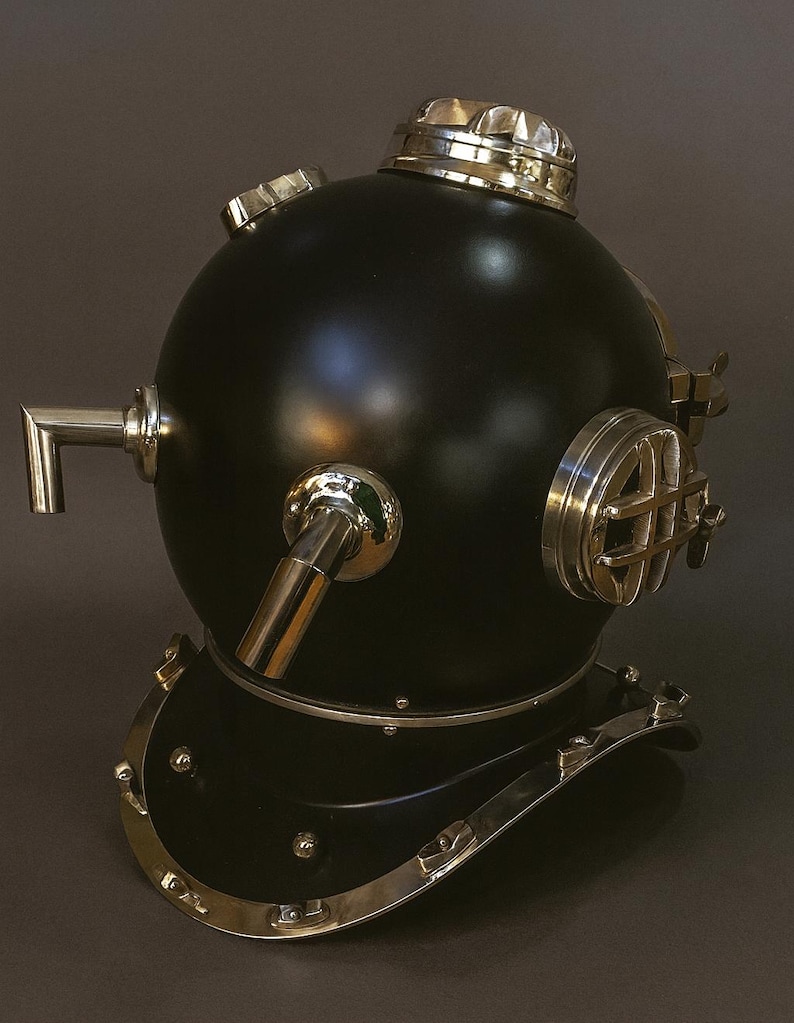 Mark V Diving Helmet with Black and Polished Brass Finish view 8