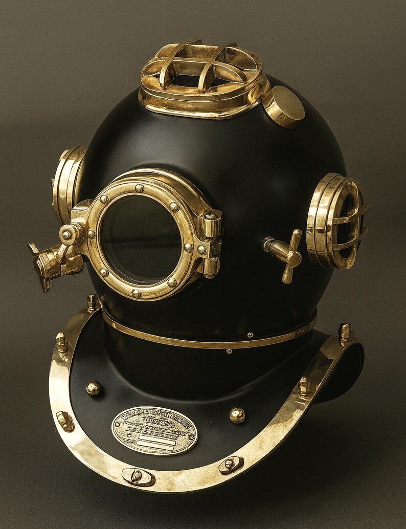 Mark V Diving Helmet with Black and Polished Brass Finish view 9