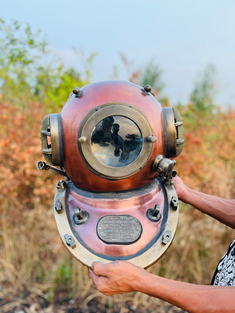 Copper Scuba Diving Helmet Replica with Copper Polished Finish view 2