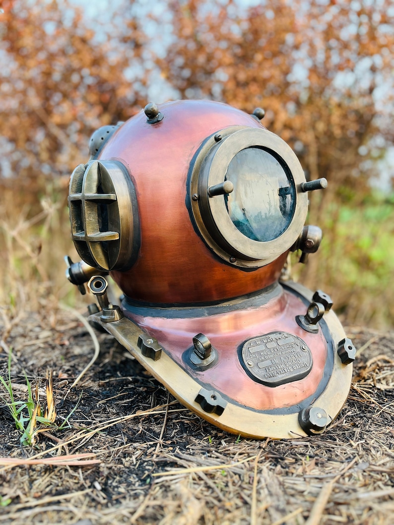 Copper Scuba Diving Helmet Replica with Copper Polished Finish view 3