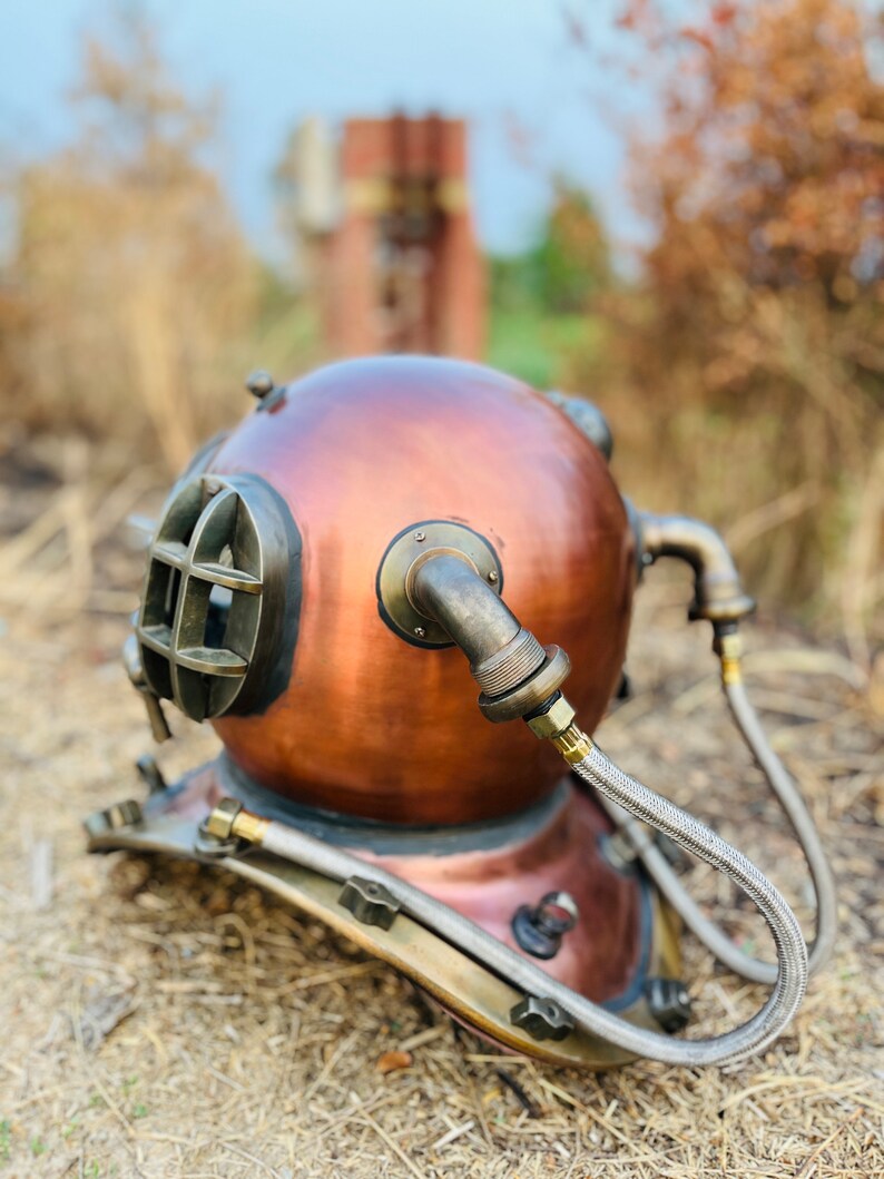 Copper Scuba Diving Helmet Replica with Copper Polished Finish view 9