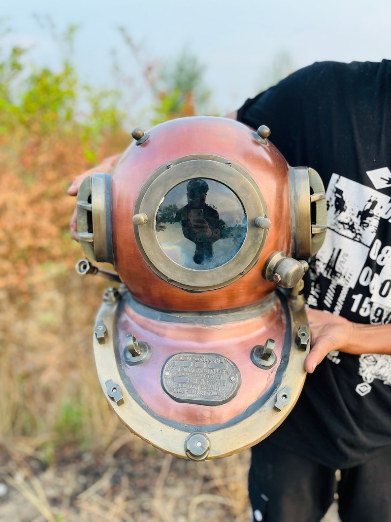 Copper Scuba Diving Helmet Replica with Copper Polished Finish view 11