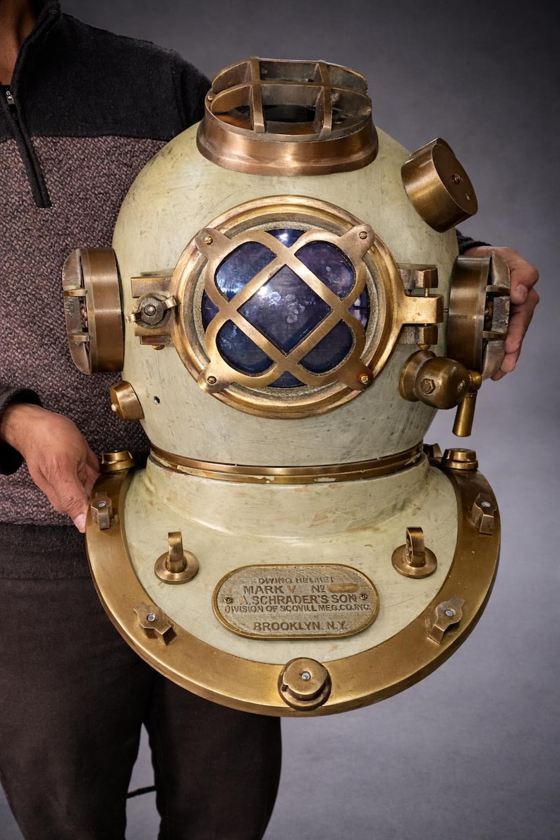 Mark V Deep Sea Diving Helmet with Cream Antique Finish view 3