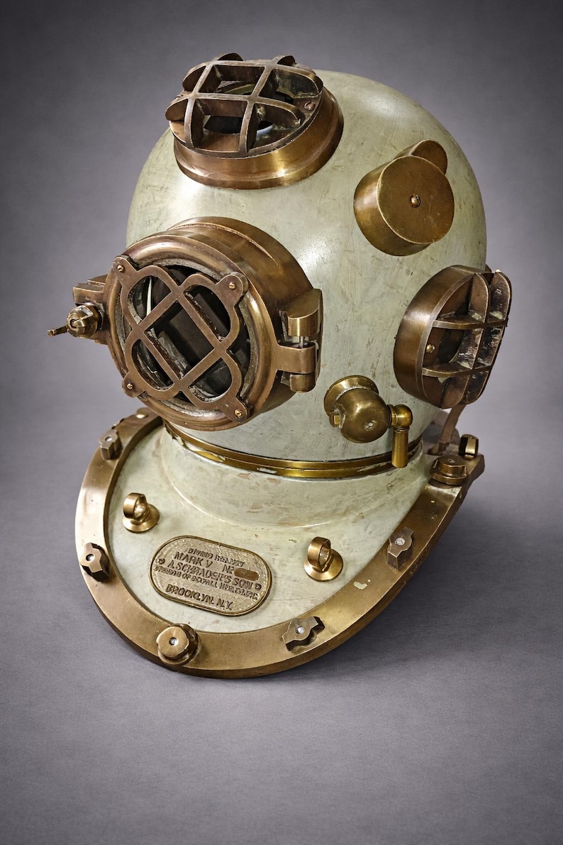 Mark V Deep Sea Diving Helmet with Cream Antique Finish view 5