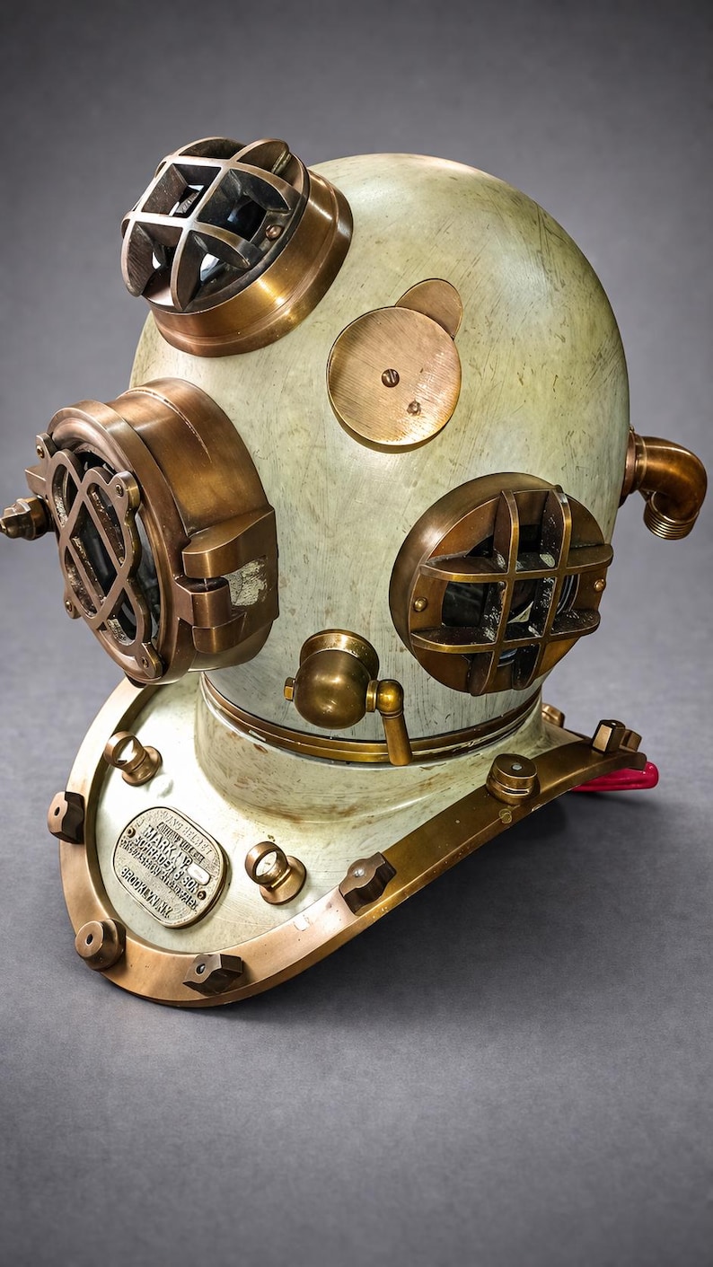 Mark V Deep Sea Diving Helmet with Cream Antique Finish view 8