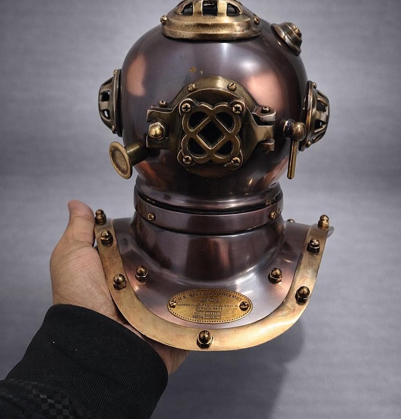 Diving Helmet Miniature with Purple Patina Finish view 6