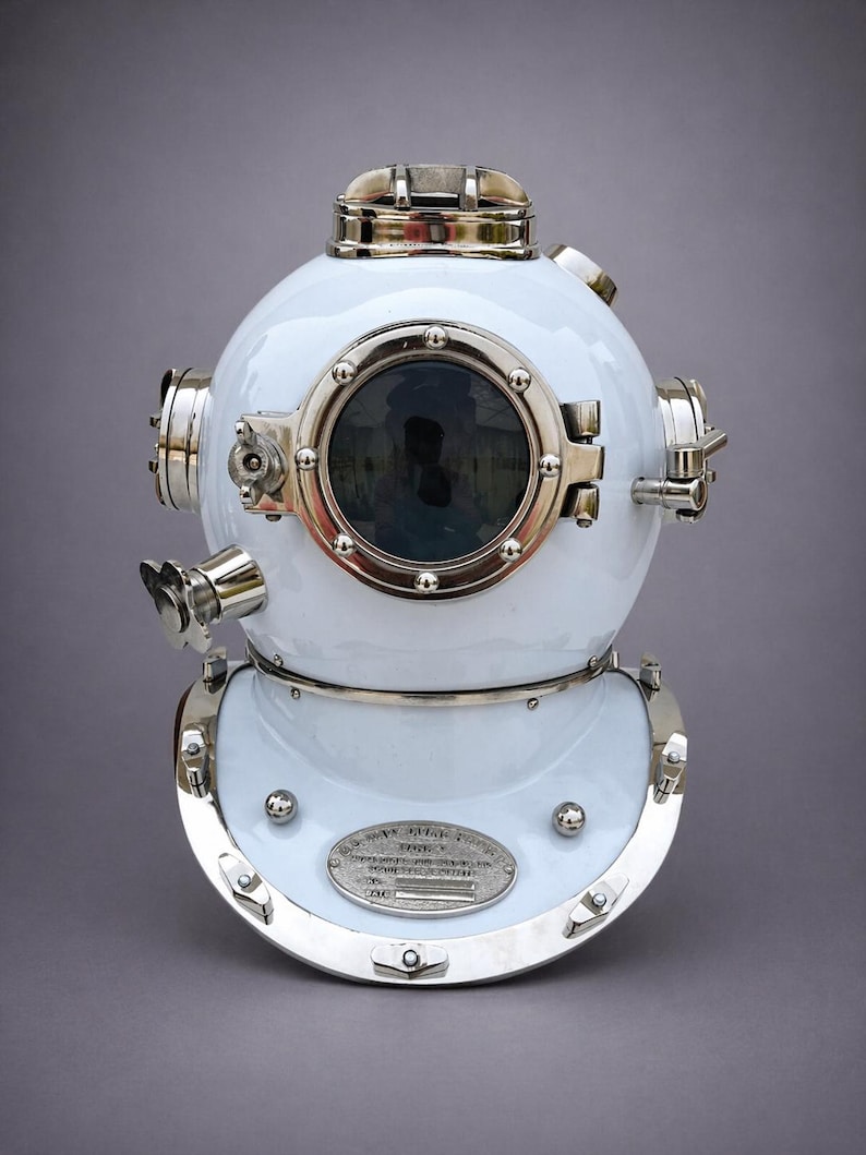 Mark V Diving Helmet with White Finish and Chrome Nickel Accents view 5