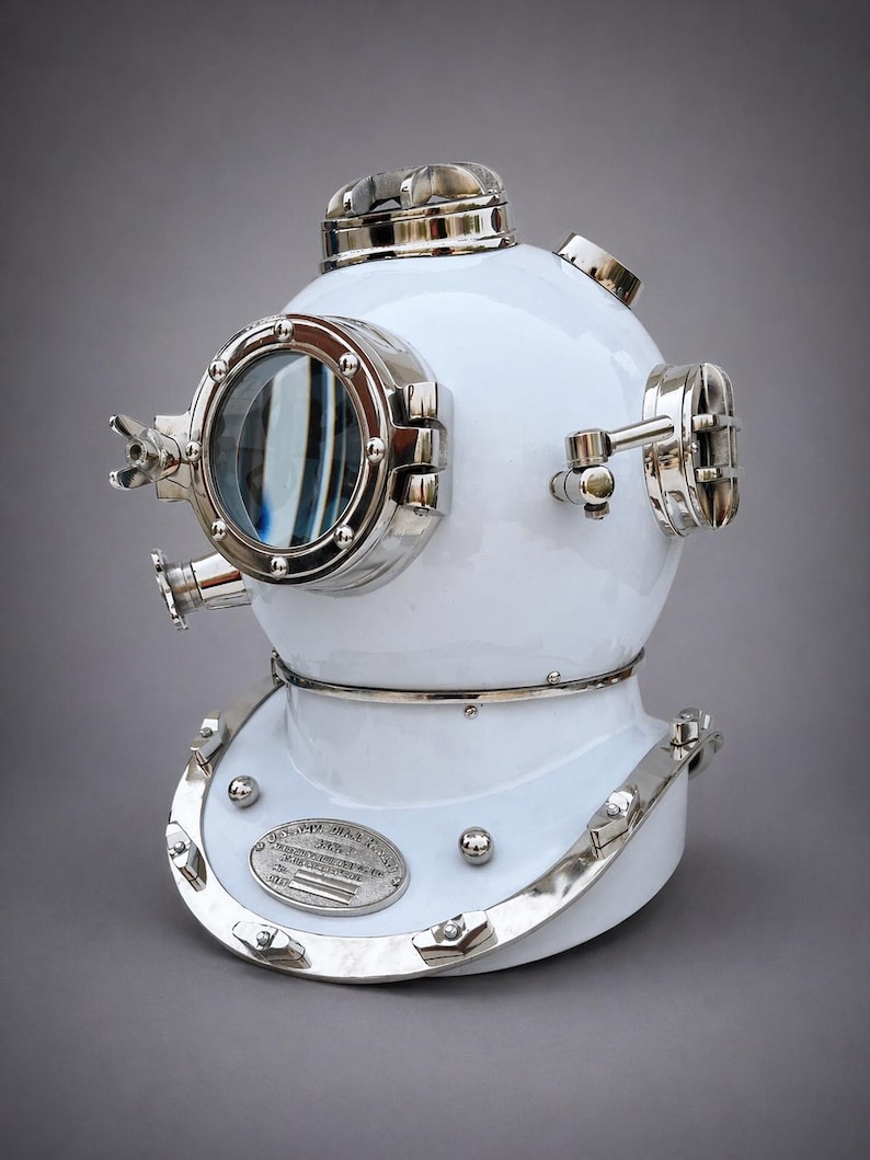 Mark V Diving Helmet with White Finish and Chrome Nickel Accents view 6