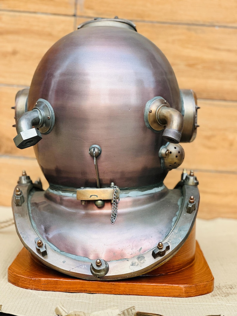 Boston Commando Diving Helmet with Greenish Finish and Rope Detail view 8