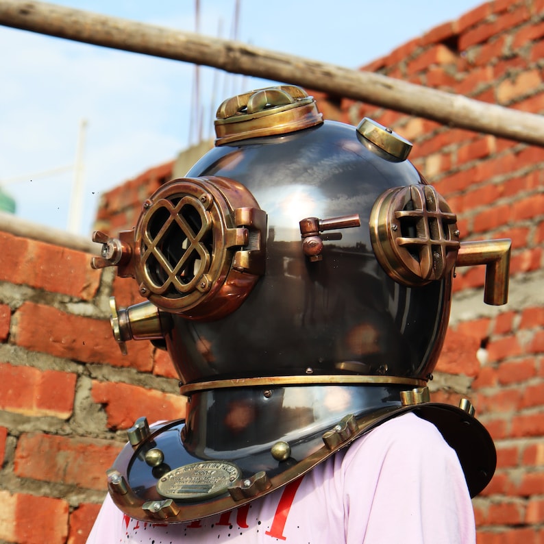 US Navy Mark V Diving Helmet with Dark Antique Finish view 7