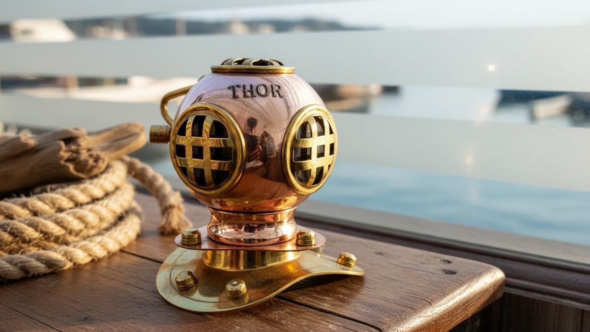 Decorative Miniature Diving Helmet with Polished Finish view 2