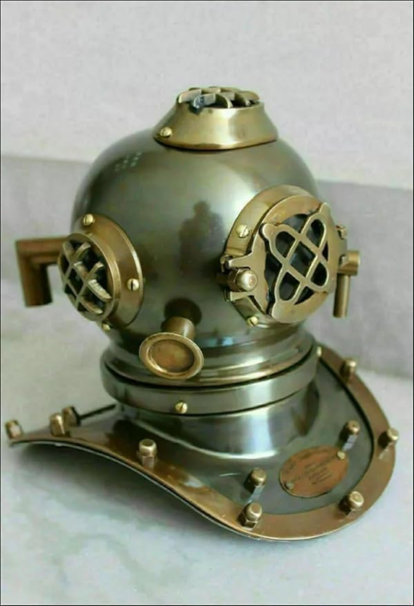 Miniature Diving Helmet with Dark Green Antique Finish view 2