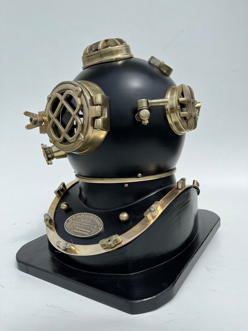 Mark V Diving Helmet with Black Finish and Black Base view 2
