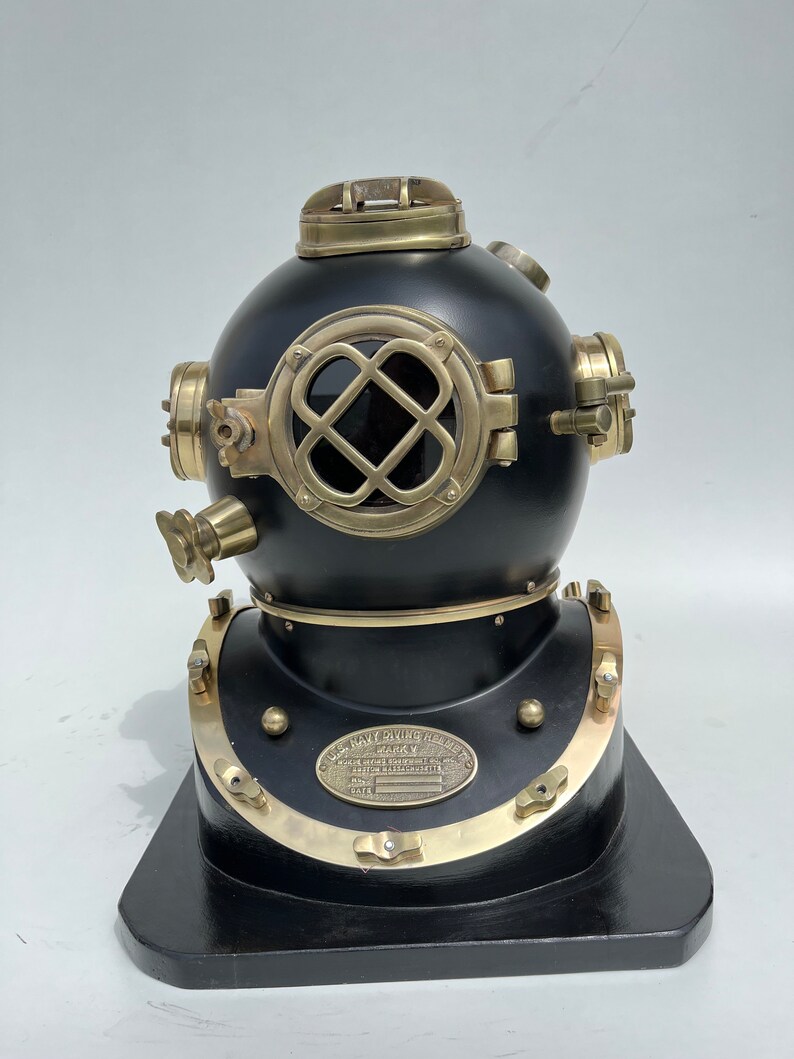 Mark V Diving Helmet with Black Finish and Black Base view 8